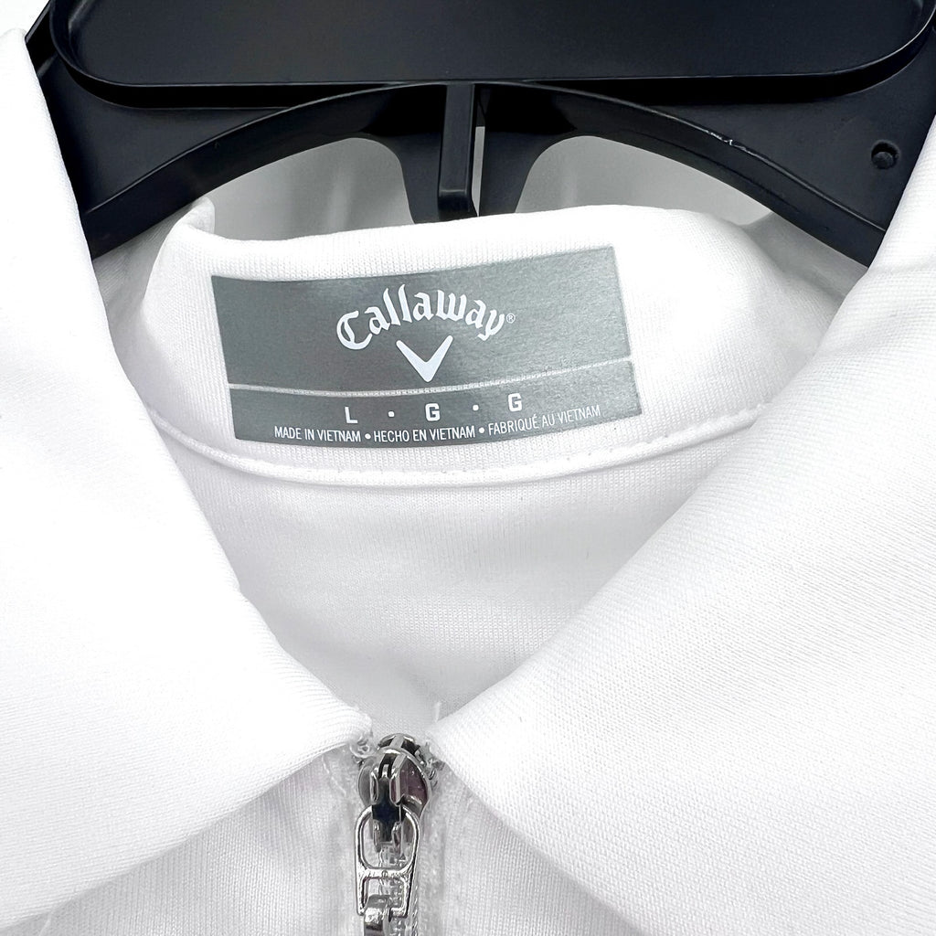 CALLAWAY 1/4 Zip Short Sleeve Golf Polo Shirt Large Brilliant White Heather NWT