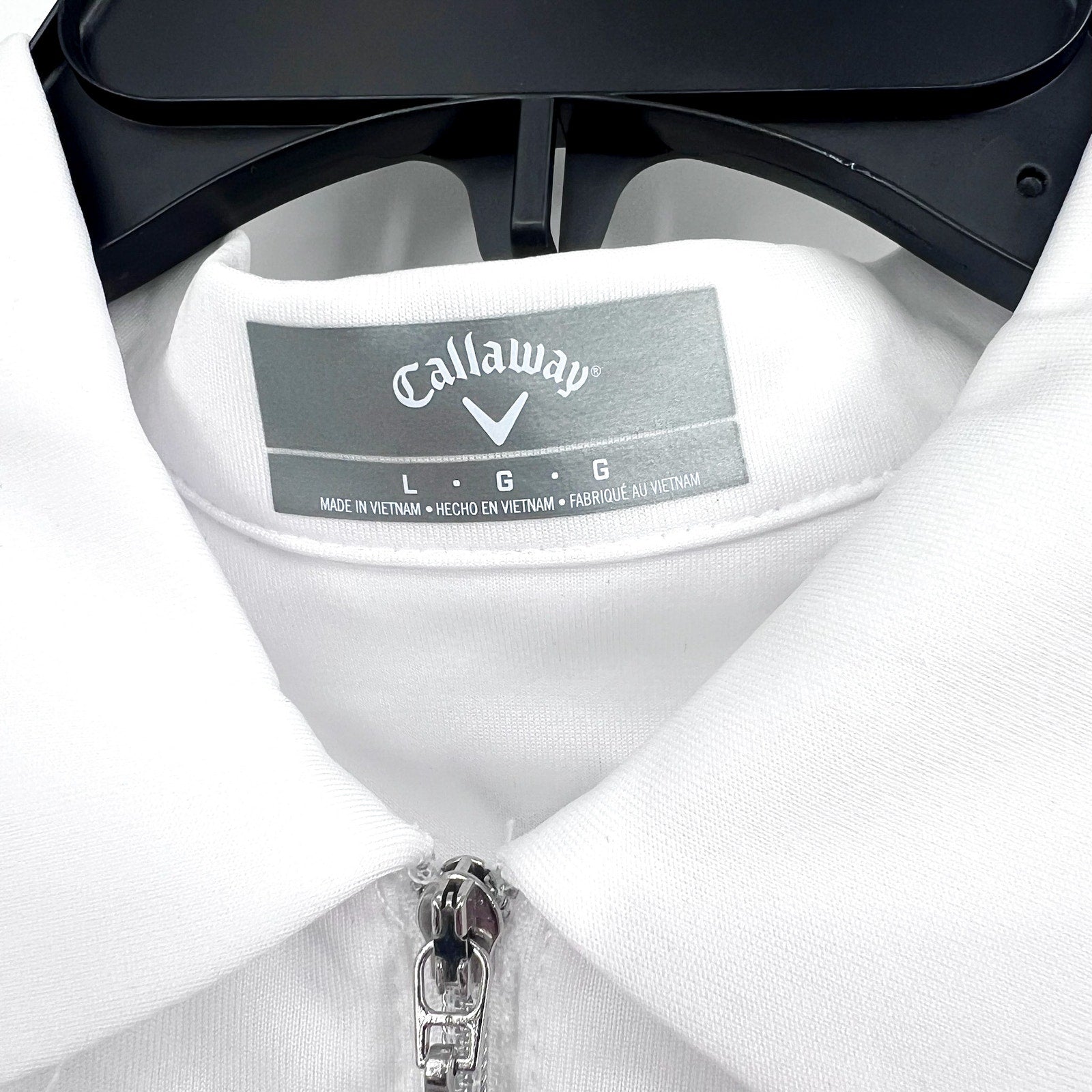 CALLAWAY 1/4 Zip Short Sleeve Golf Polo Shirt Large Brilliant White Heather NWT