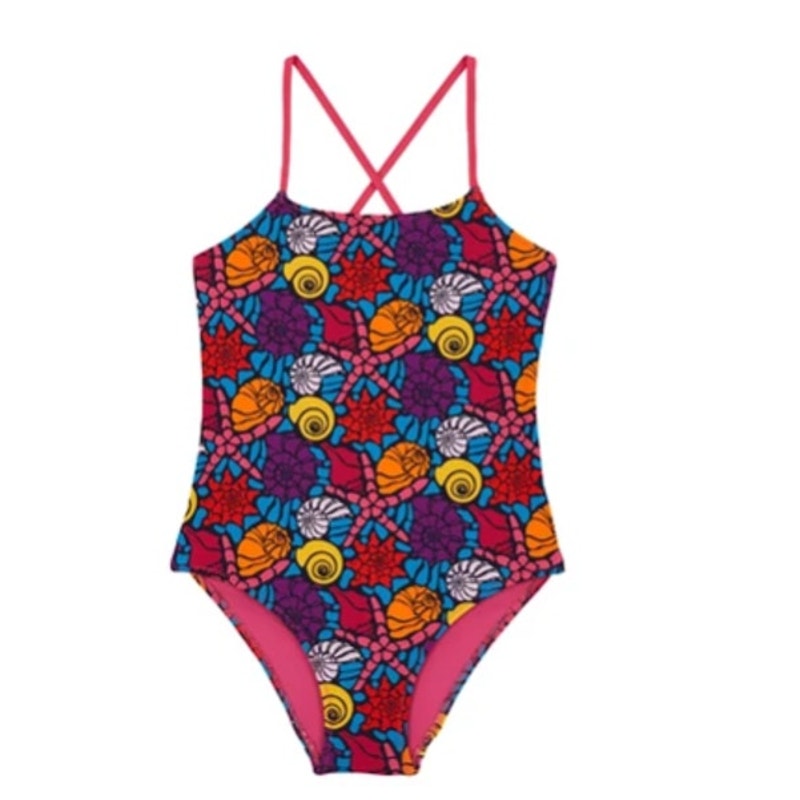 VILEBREQUIN Girls Noumea Sea Shells One-Piece Swimsuit 14ANS Blue Marine NWT