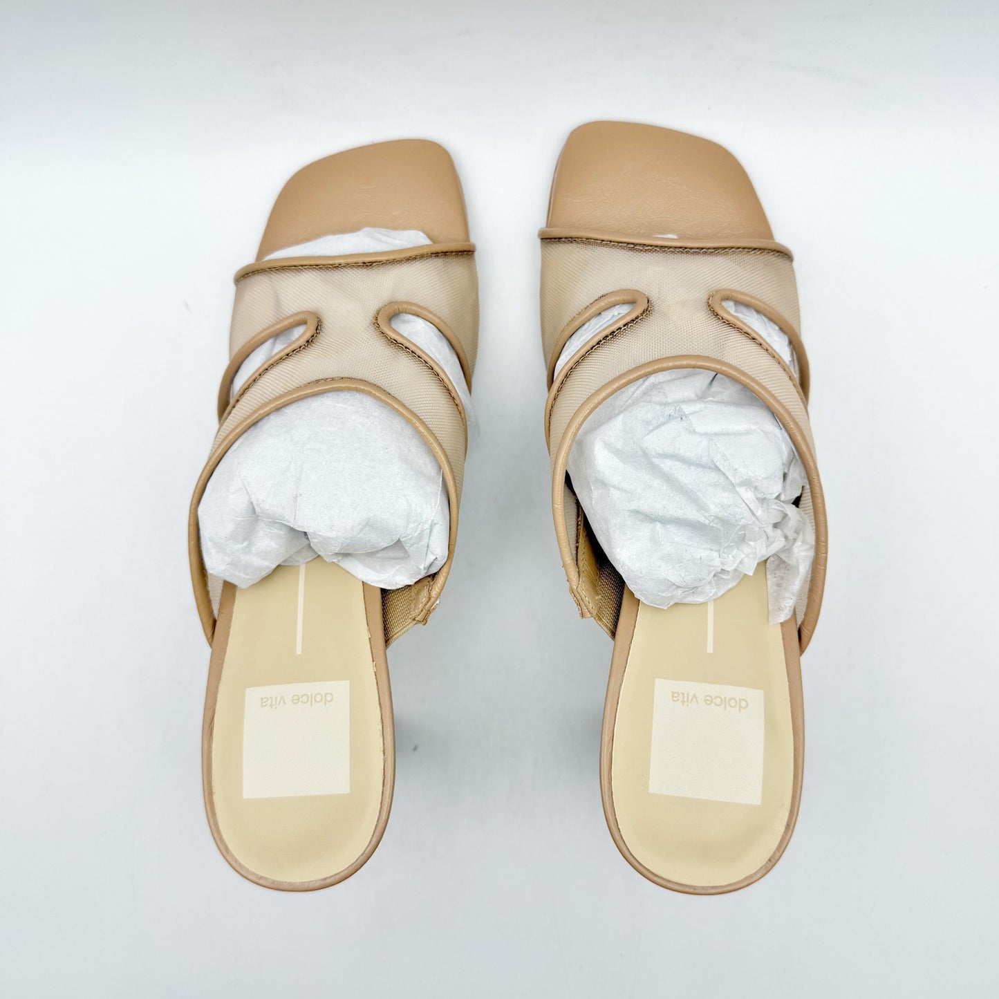 Dolce Vita Womens Gitel Heeled Sandals US 6 Light Tan Leather NIB