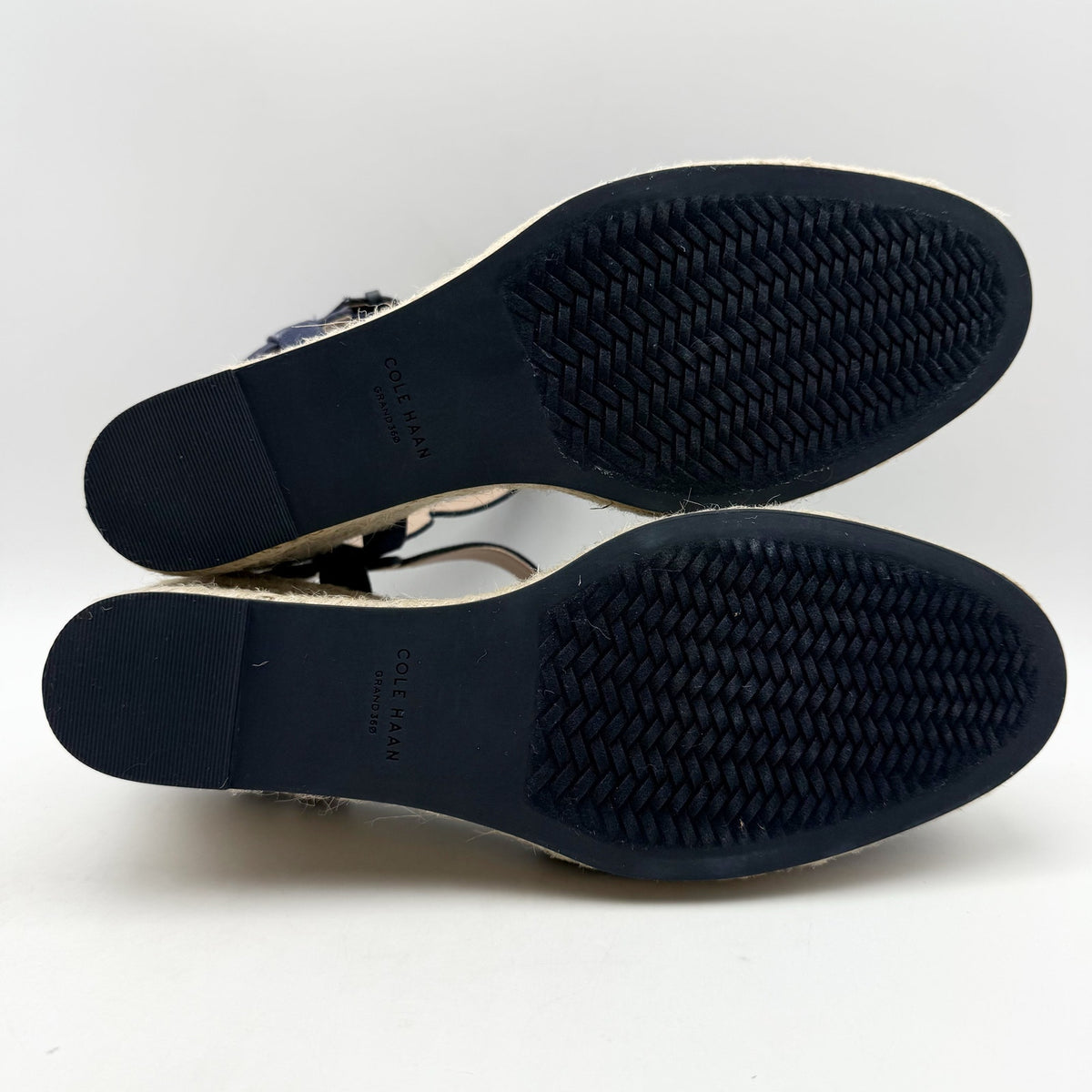 Cole Haan Women Cloudfeel Espadrille Wedge Heels Size 9.5 Navy Blue Linen NIB