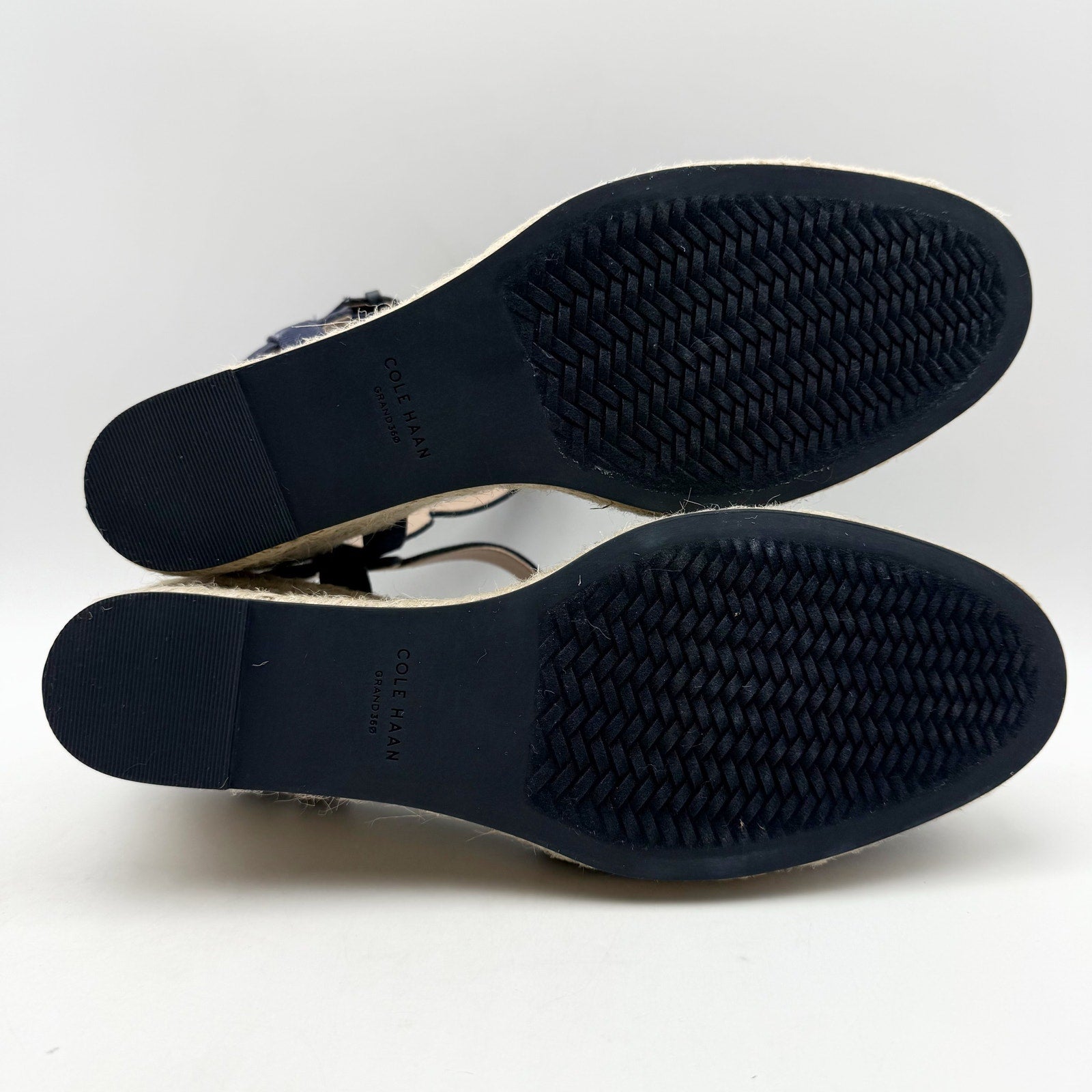 Cole Haan Women Cloudfeel Espadrille Platform Wedge Heel US 9.5 M Navy Linen NIB