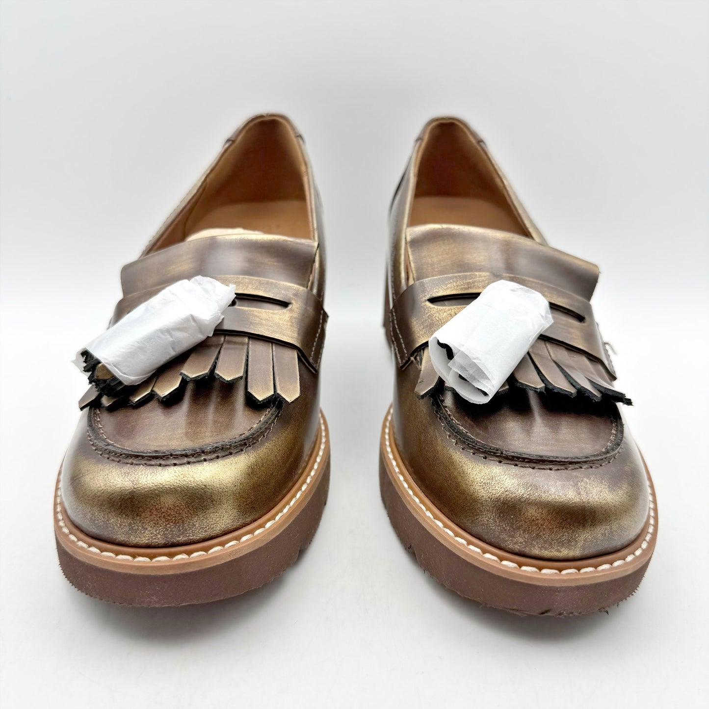 Naturalizer Womens Desmond Tassel Loafer US 7.5 Wide EU 38 Bronze Leather NIB