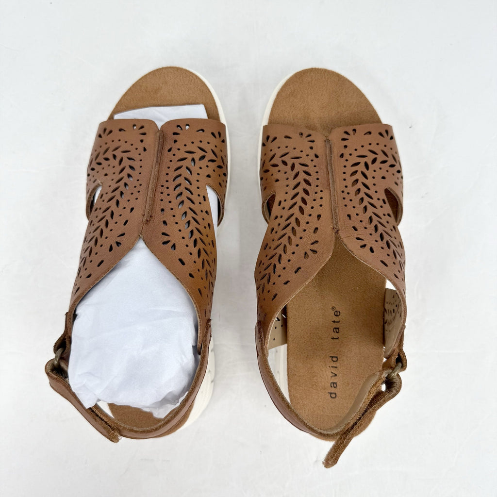 David Tate Womens Mindy Wedge Sandals US 5 M Dark Brown Leather NIB