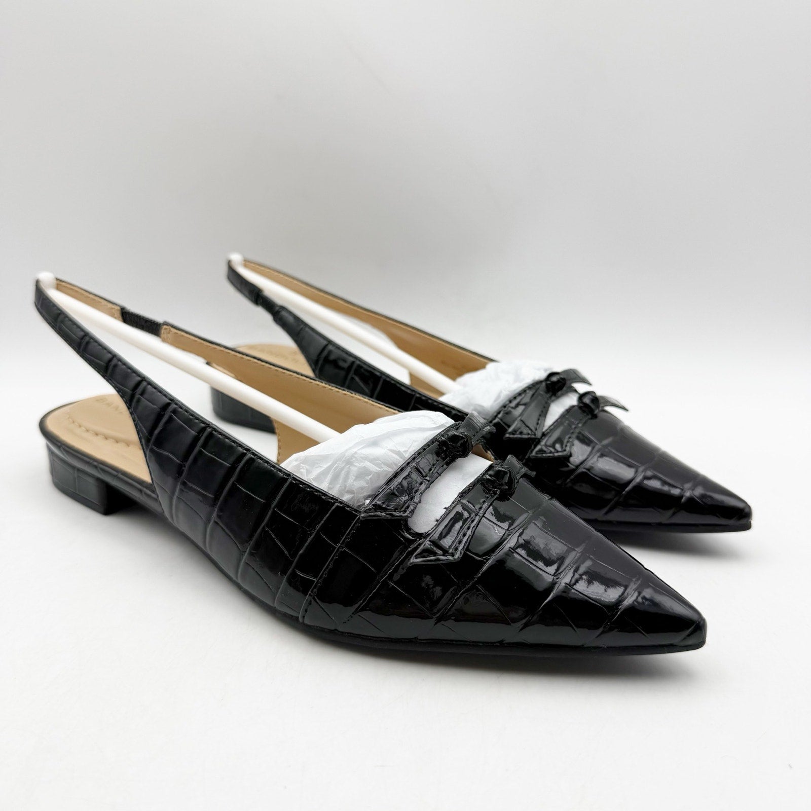 Bandolino Womens Aleeza Flats US 6 M Black Croc Vegan Leather NIB
