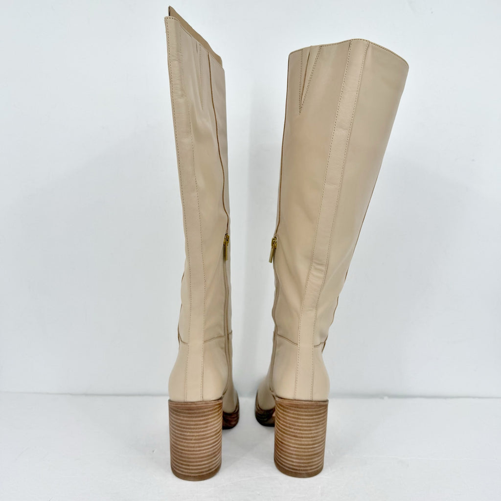 Vince Camuto Womens Gibi Knee High Boots Size 10 M WIDE CALF Beige Leather NIB