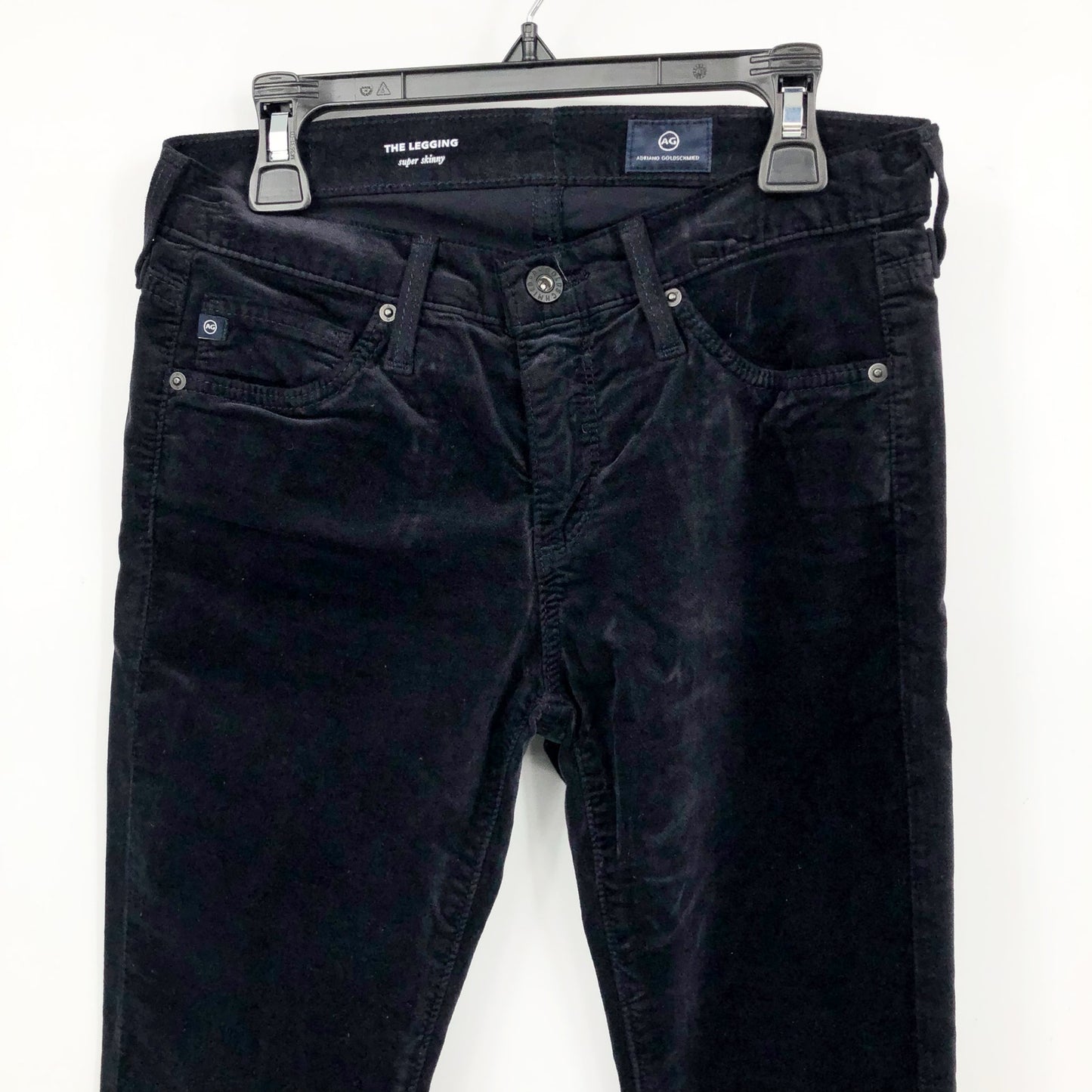 AG ADRIANO GOLDSCHMIED The Legging Velvet Jeans 24R US 00 Black Skinny NWT
