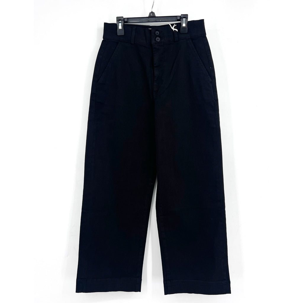 EVERLANE Womens Organic Wide-Leg Crop Pants Size 4 Black Chino Stretch Twill NWT