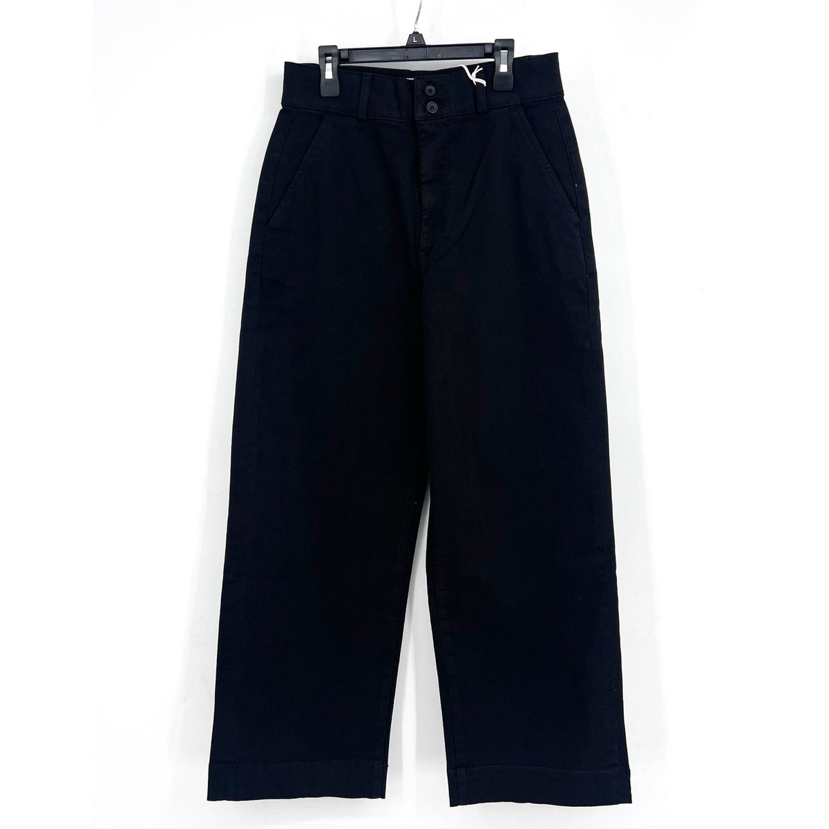 EVERLANE Womens Organic Wide-Leg Crop Pants Size 4 Black Chino Stretch Twill NWT