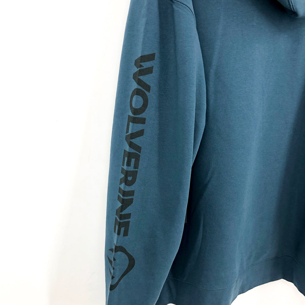 WOLVERINE Men's Midweight Graphic Hoodie XXL Dusk Blue Sleeve Logo Shirt NWT