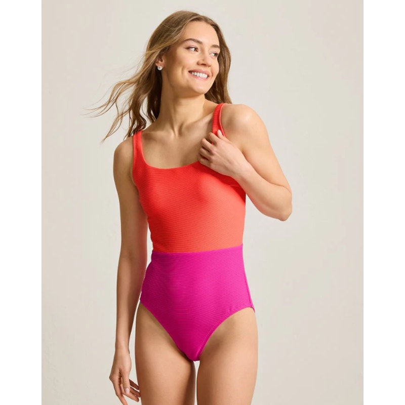 TOMMY BAHAMA Ocean Point One Piece Swimsuit Size 10 Pink Maui Colorblock NWT