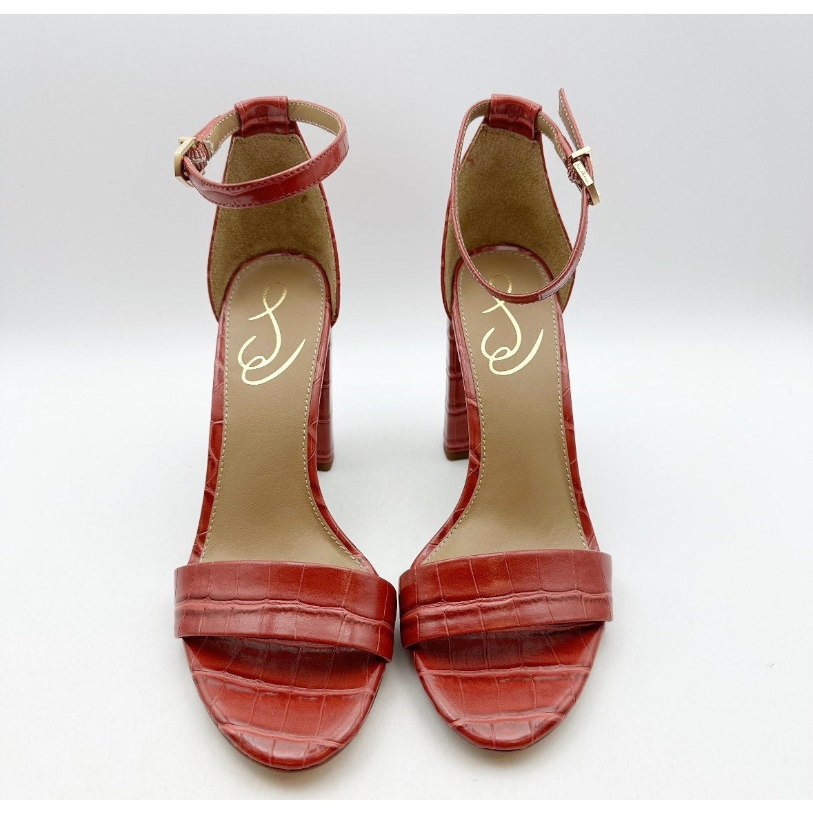 SAM EDELMAN Womens Yaro Dress Sandals Size 7 M Rosed Red Leather Heel NWOB