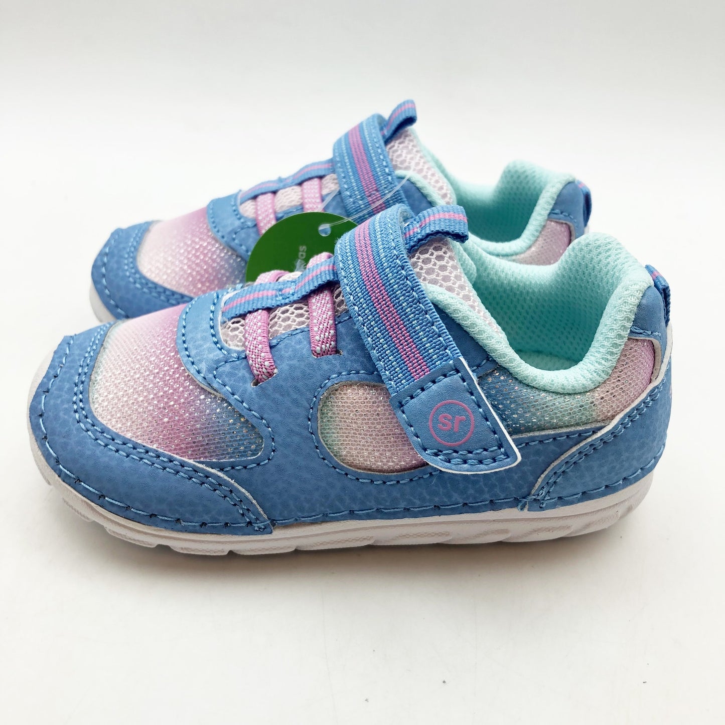 Stride Rite SM Turbo Girls Sneaker Size 5.5 Blue Pink White Kids Shoe NIB