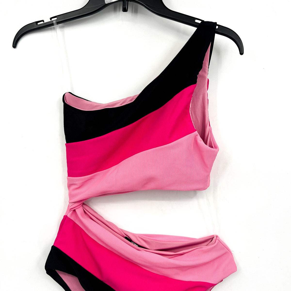 BEACH RIOT Women's Joyce One-Piece Swimsuit Small Pink Black One-Shoulder NWT