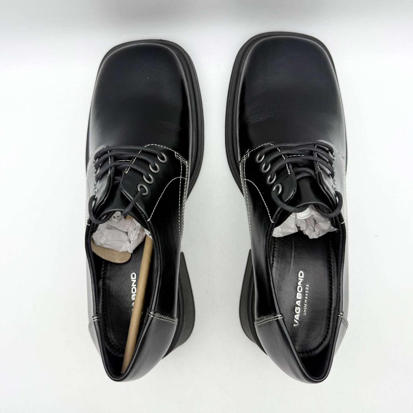 Vagabond Womens Dorah Lace up Oxford Shoes EU 39 US 9 Black Leather NIB