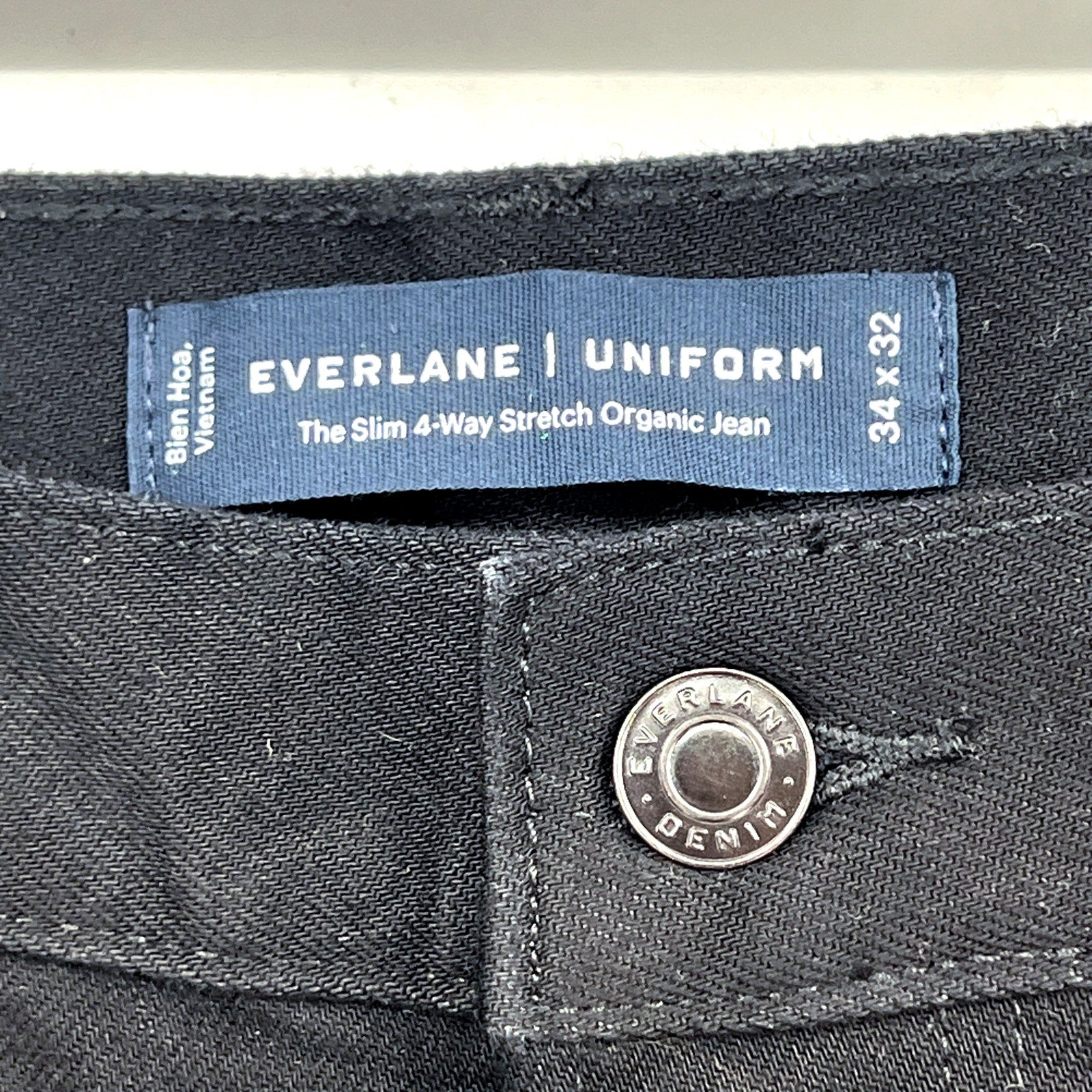 EVERLANE Uniform Men's Slim Jeans 34x32 Black 4-Way Stretch Organic Cotton NWT