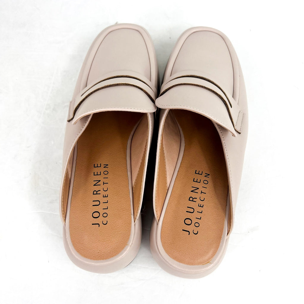 JOURNEE COLLECTION Women's Antonina Platform Loafer Mule Size 6.5 Cream Bone NIB