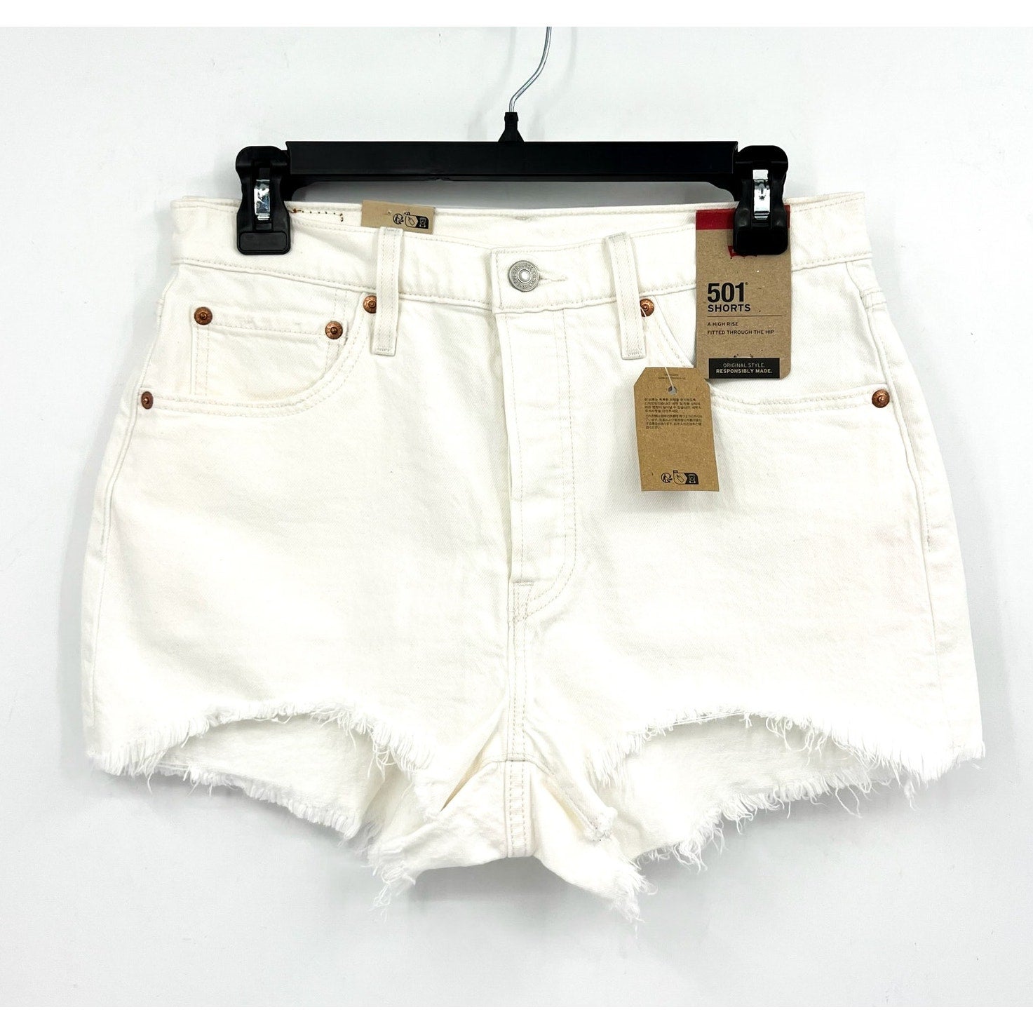 LEVI'S Womens 501 Original Fit Denim Shorts Size 29 US 8 White 56327-0248 NWT