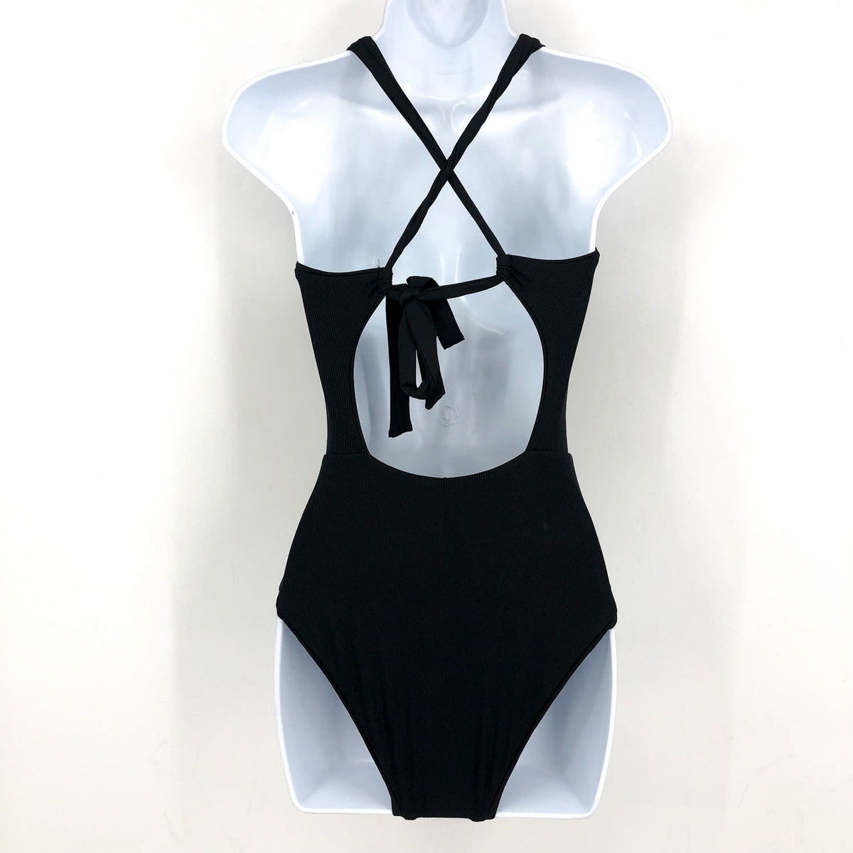 BECCA Women's Modern Edge One Piece Swimsuit Medium Black Square Buckle NWT