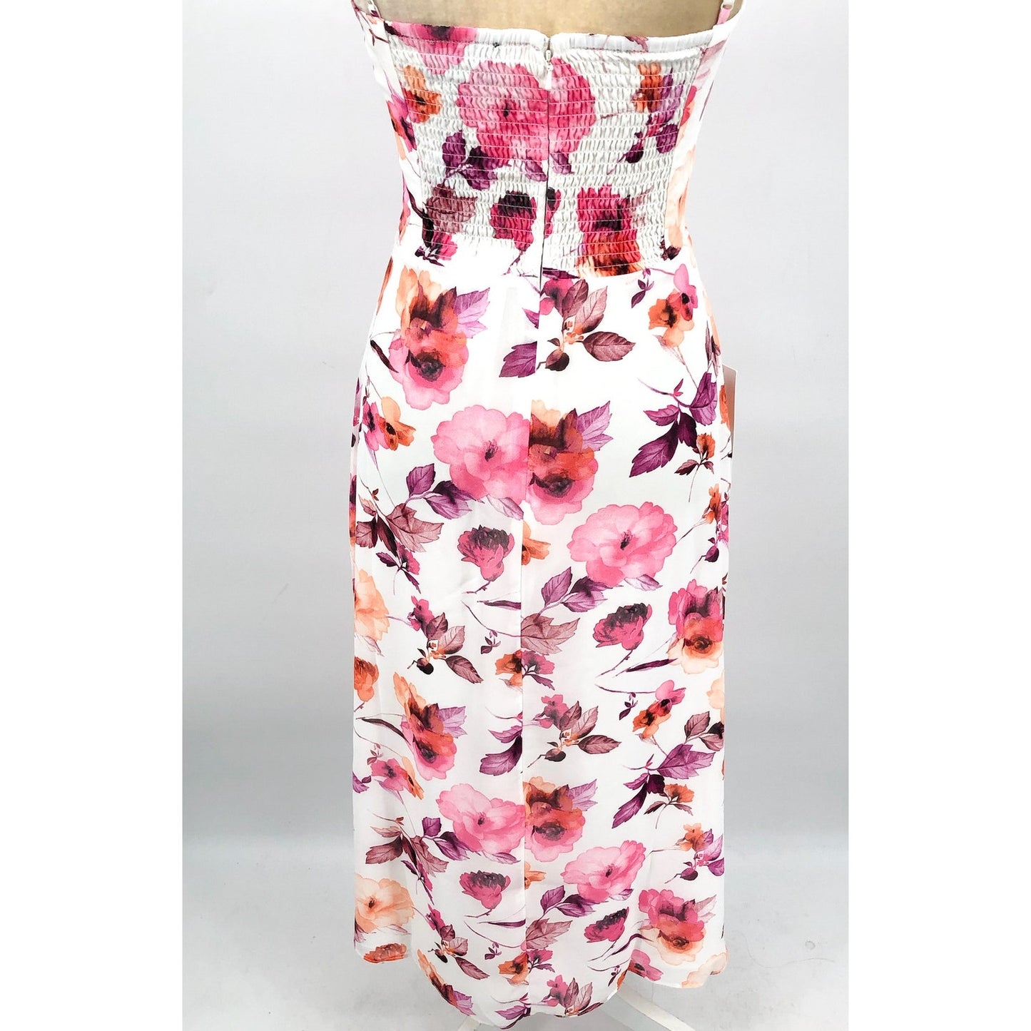 BARDOT Women's Zeta Midi Dress XS US 2 White Pink Floral Chiffon NWT