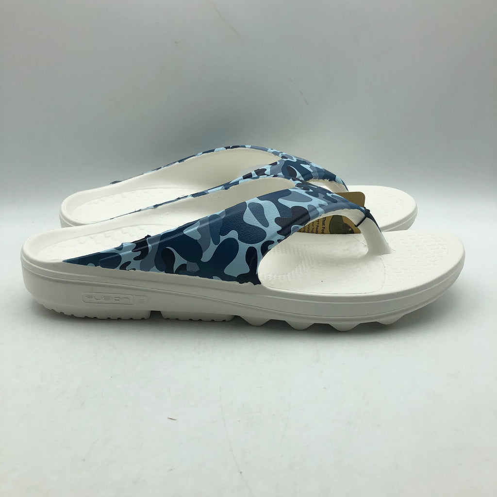 Spenco Womens Fusion 2 Supportive Slide Sandals 10 Wide Blue Camo Flip Flop NWOB