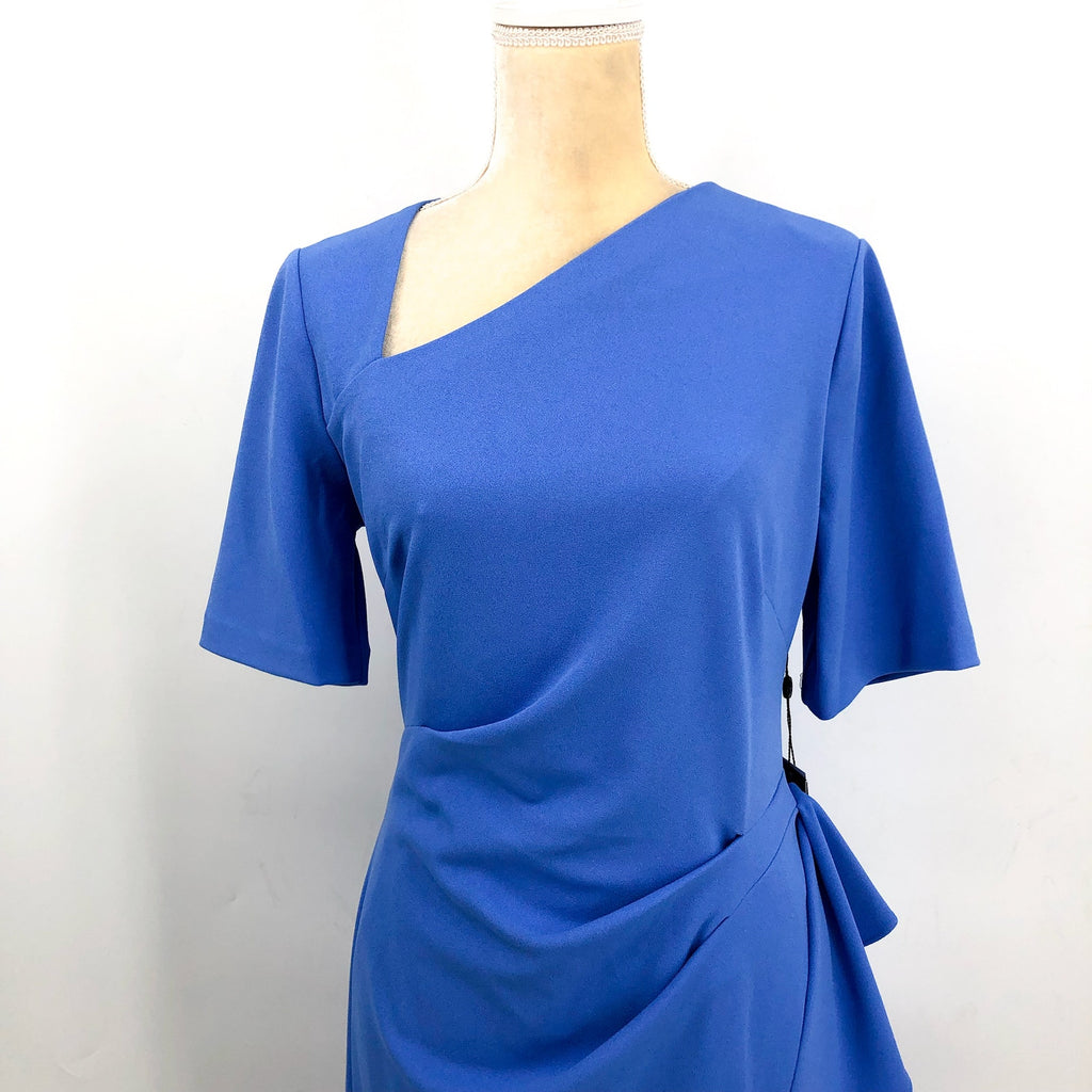 ADRIANNA PAPELL Women's Draped Sheath Dress Size 12 Periwinkle Knit Crepe NWT