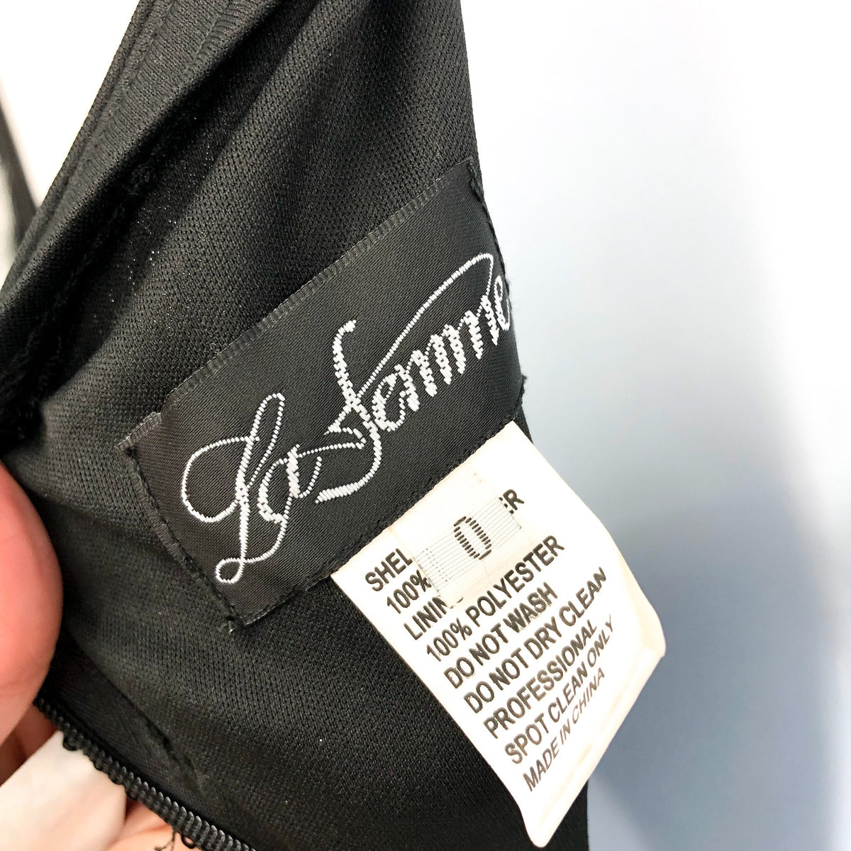 LA FEMME Sequin High Neck Dress Size 0 Black Long Slit Low Back 28529 NWT