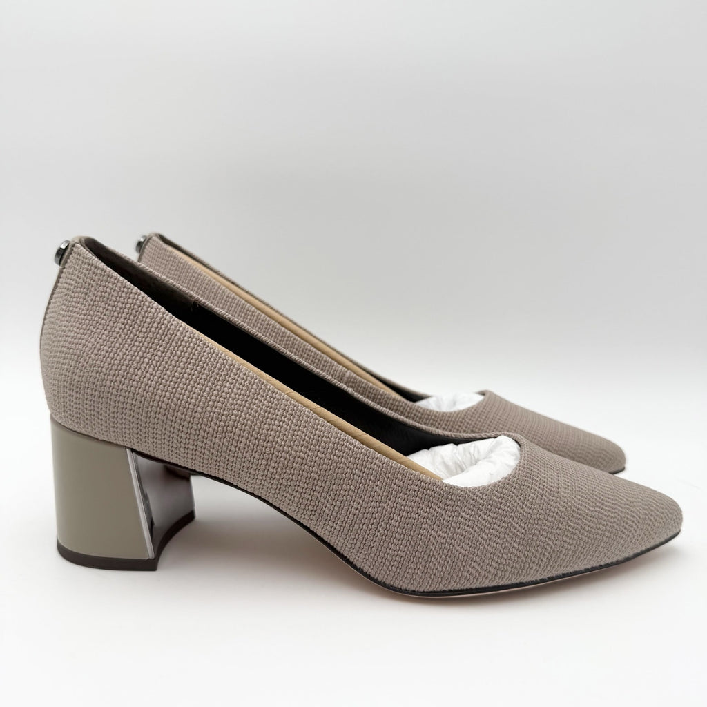 Donald Pliner Womens Suzette Heels Size 7.5 M Taupe Stretch Knit Pumps NIB