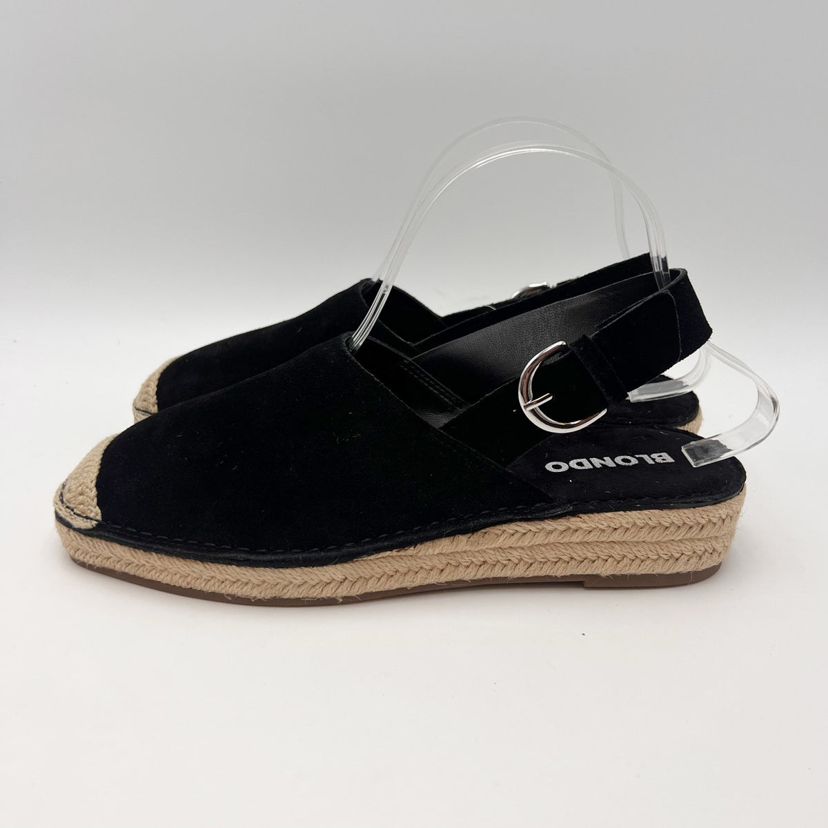 Blondo Womens Hiliana Slingback Espadrille Flats Size 7.5 M Black Suede NIB