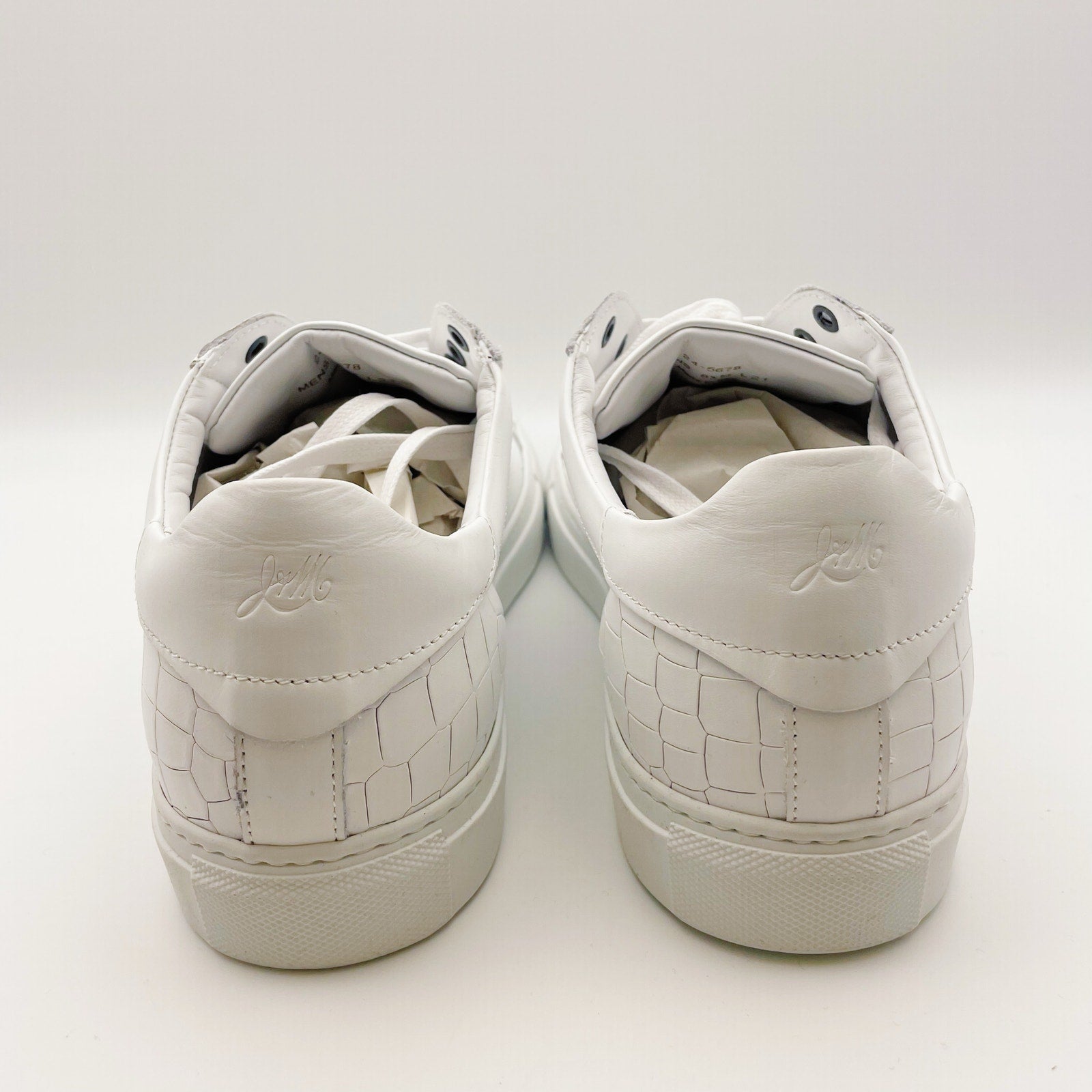 Johnston & Murphy Mens Jake Lace to Toe Casual Sneakers US 8.5 White Leather NIB