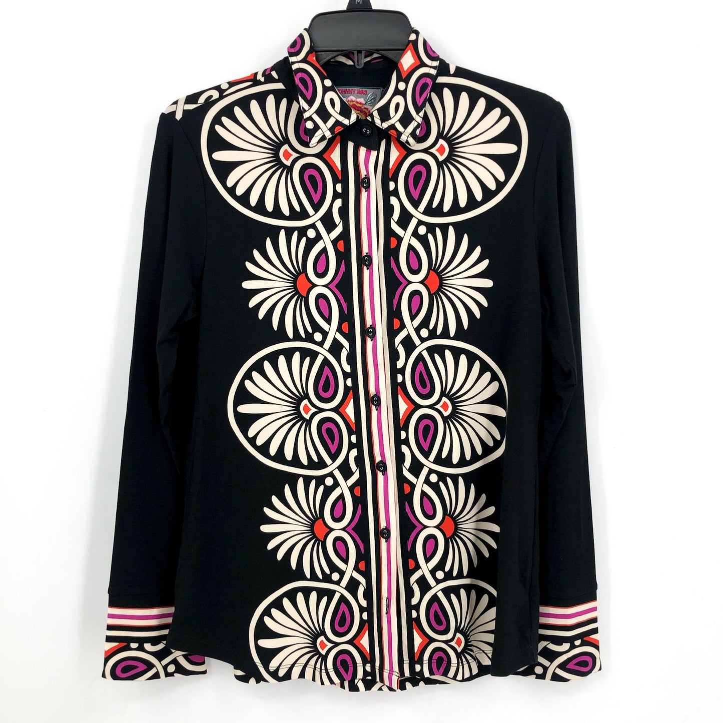 Johnny Was Womens Janie Favorite Button Front Shirt Small Black Print Siera NWT