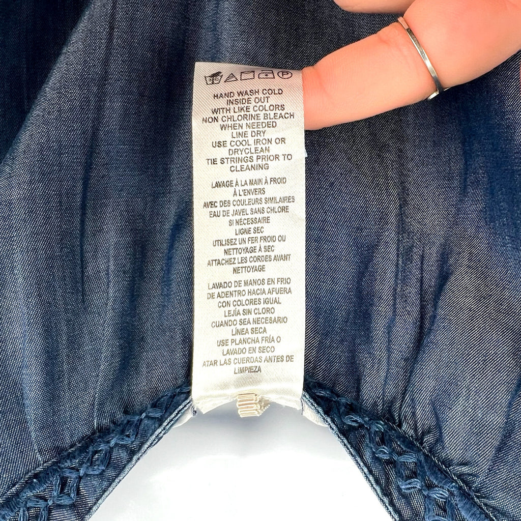 TOMMY BAHAMA Women's Chambray Coverup Dress Medium Blue Split-Neck NWT