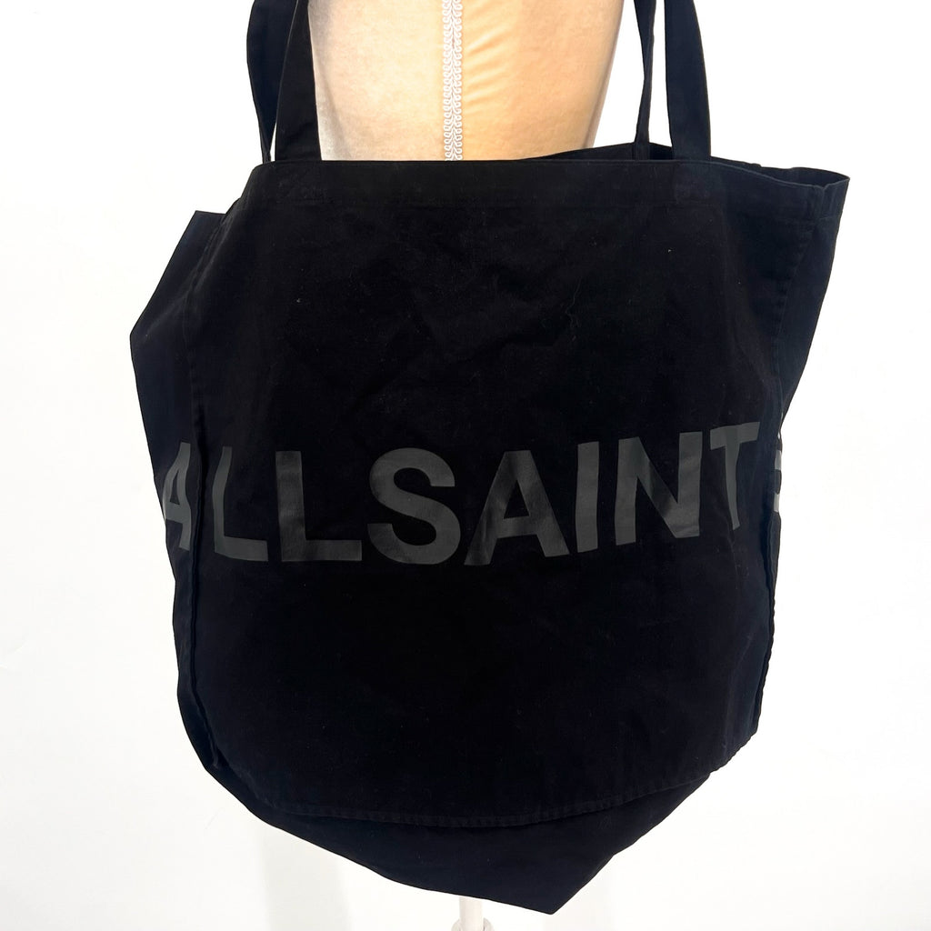 ALLSAINTS Unisex Large Biggy Tote One Size Black Logo 100% Cotton NWT