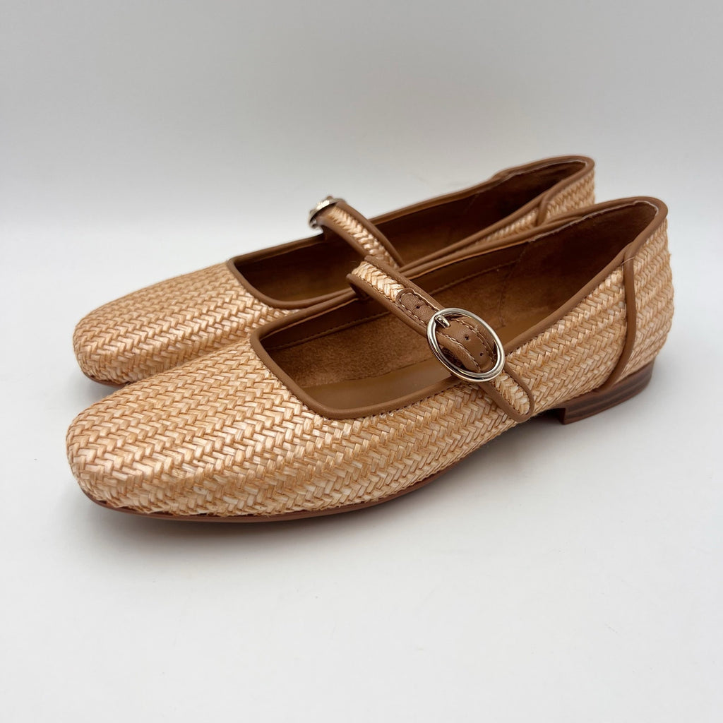 Naturalizer Womens Kelly4 Mary Jane Flats Size 6.5 EU 36.5 Brown Tan Woven NWOB
