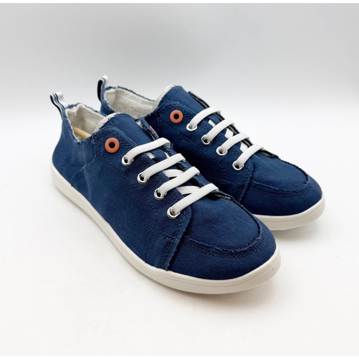 Vionic Womens Beach Pismo Sneakers Size 7.5 WIDE Navy Blue Cotton Canvas NIB