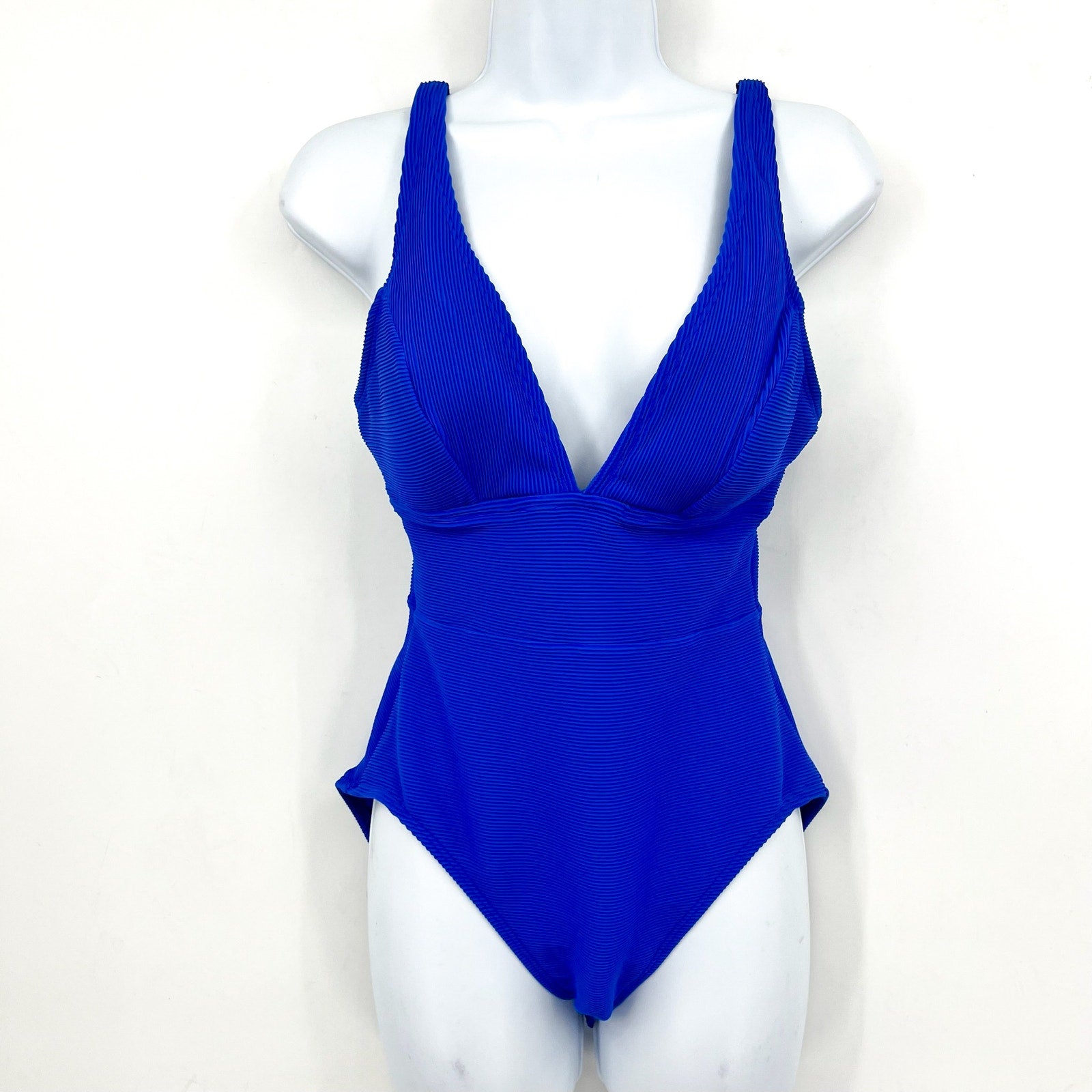TOMMY BAHAMA Ocean Point V Neck One Piece Swimsuit Size 8 Beach Glass Blue NWOT