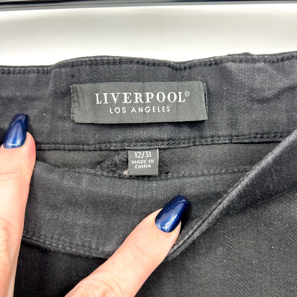 Liverpool Women's Mermaid Denim Maxi Skirt Size 12 31 Black Rinse Seamed NWT