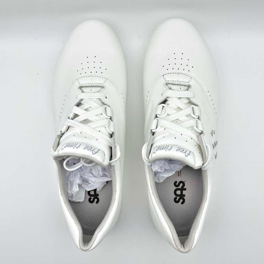SAS Womens Free Time Comfort Walking Sneakers US 10.5 Wide White Leather NIB