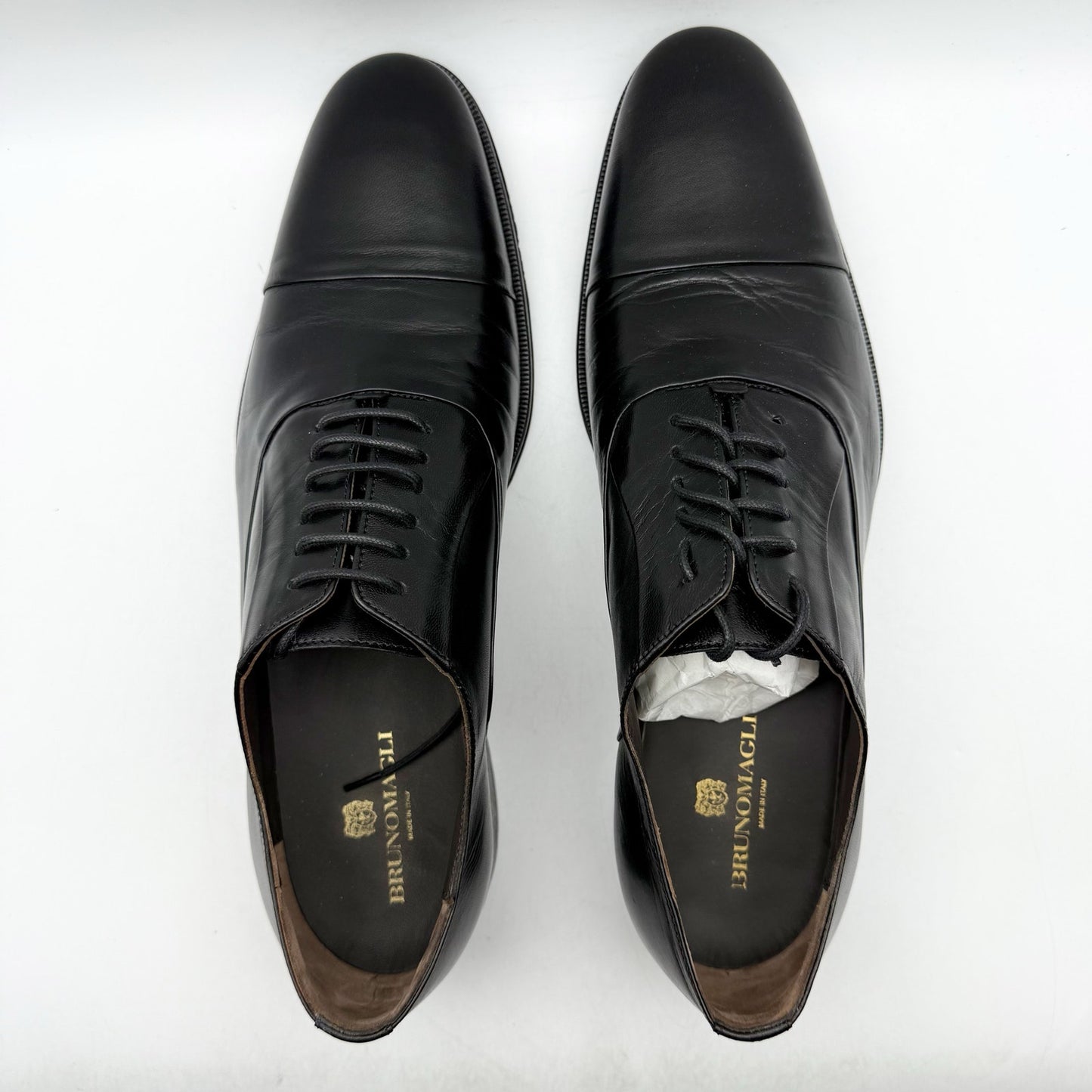 Bruno Magli Mens Maioco Lace up Cap Toe Dress Shoes US 12 D Black Leather NWOB