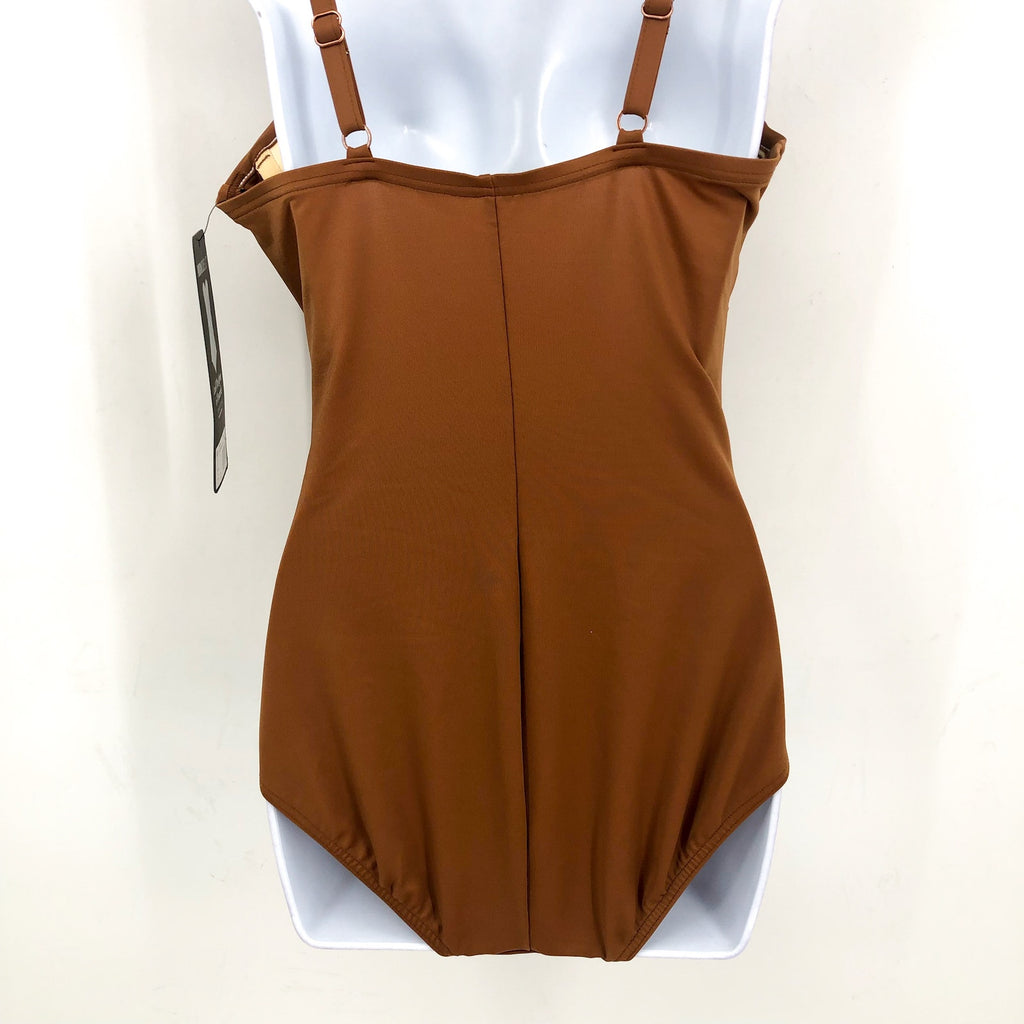 MIRACLESUIT Mystique Mesh One Piece Swimsuit Size 10 Scotch Dark Tan NWT