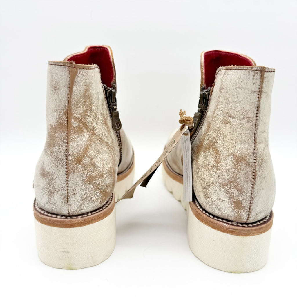 BEDSTU Womens Lydyi Ankle Bootie US 10 White Rustic Side Zipper Leather Boot NIB