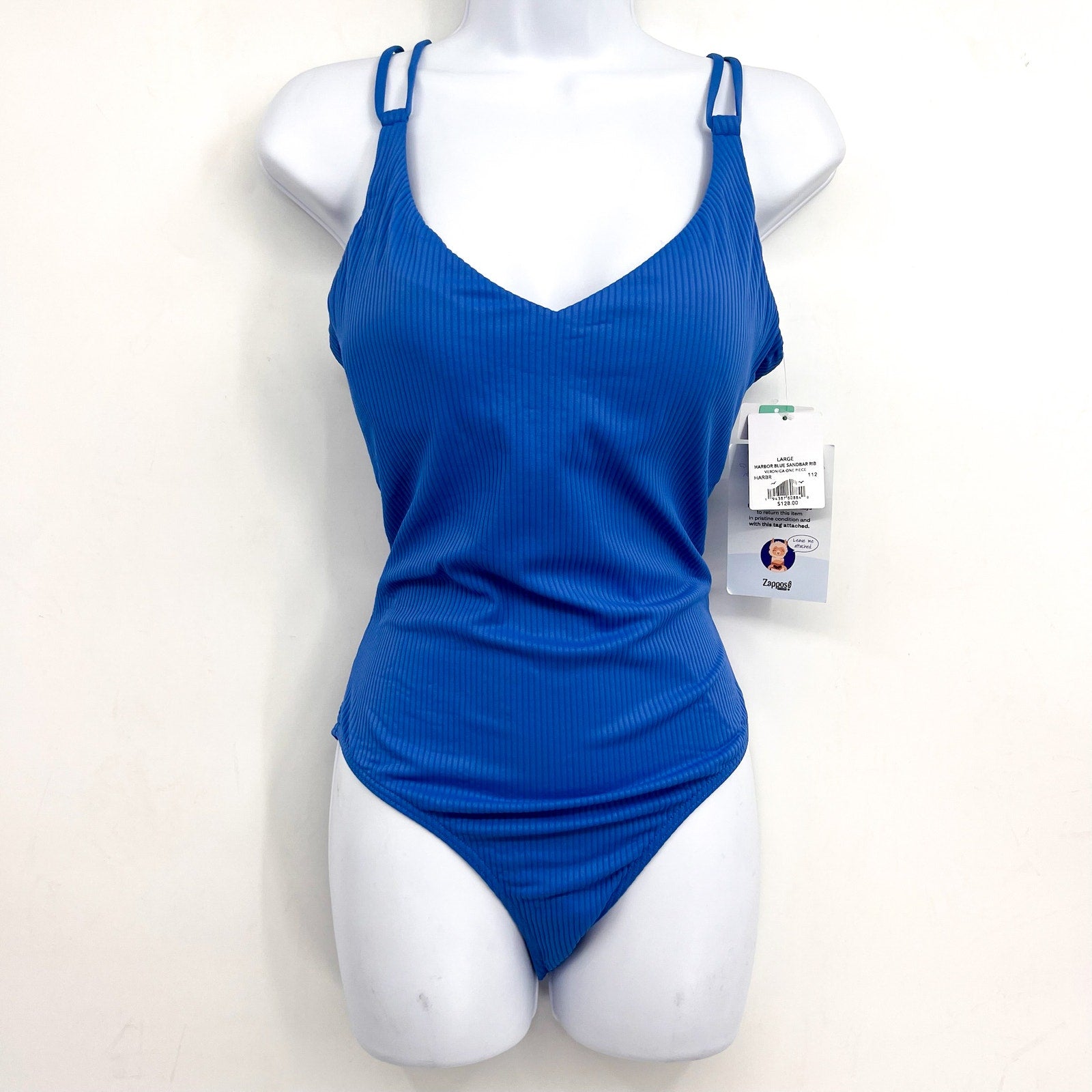 SUNSETS Women's Veronica One Piece Swimsuit Large Harbor Blue Sandbar Rib NWT