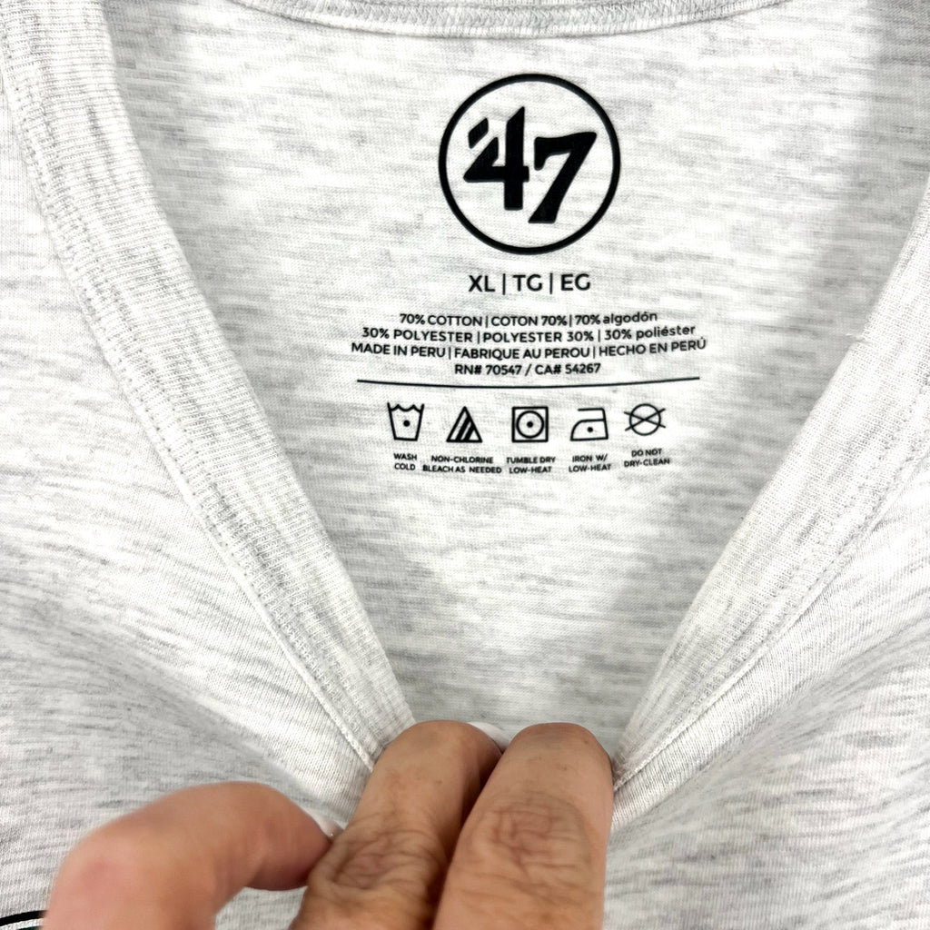 47 BRAND Mens Cuernos Lagros Texas Longhorn Short Sleeve Tshirt XL Grey NWT