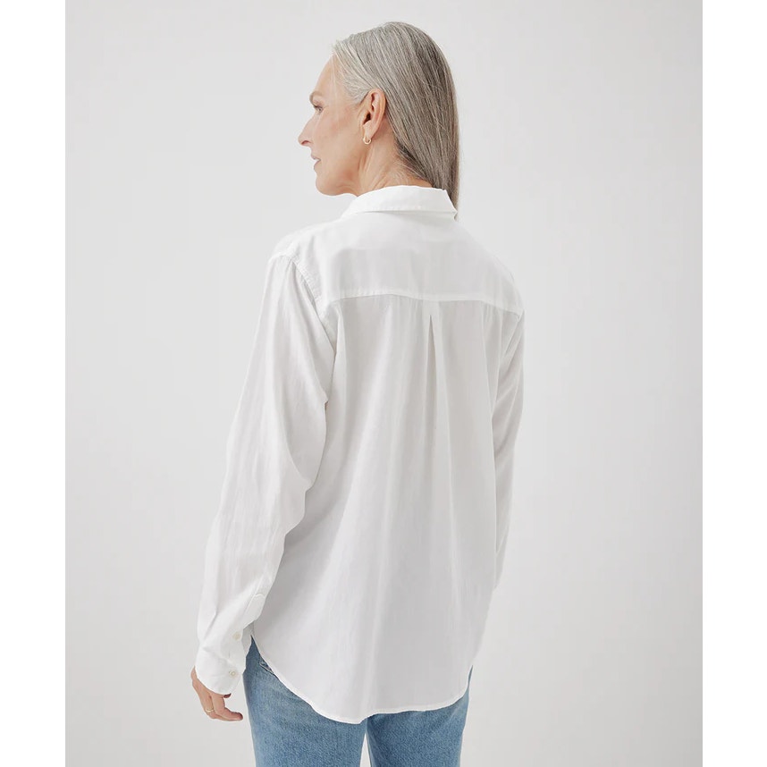 PACT Women's Sunset Lightweight Cotton Shirt Large White Button-Down NWT