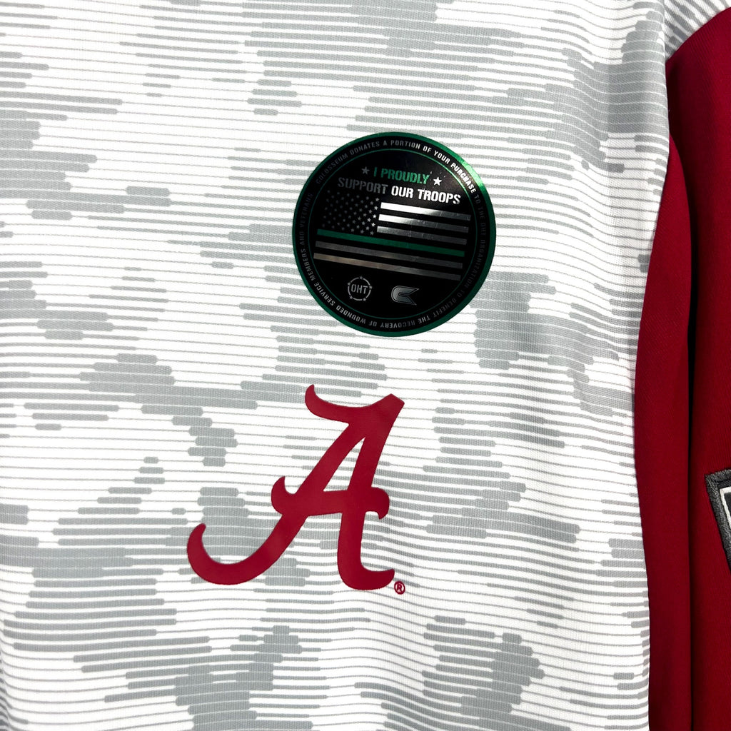 COLOSSEUM Camo Alabama Crimson Tide Quarter-Zip Windshirt Small Grey Red NWT