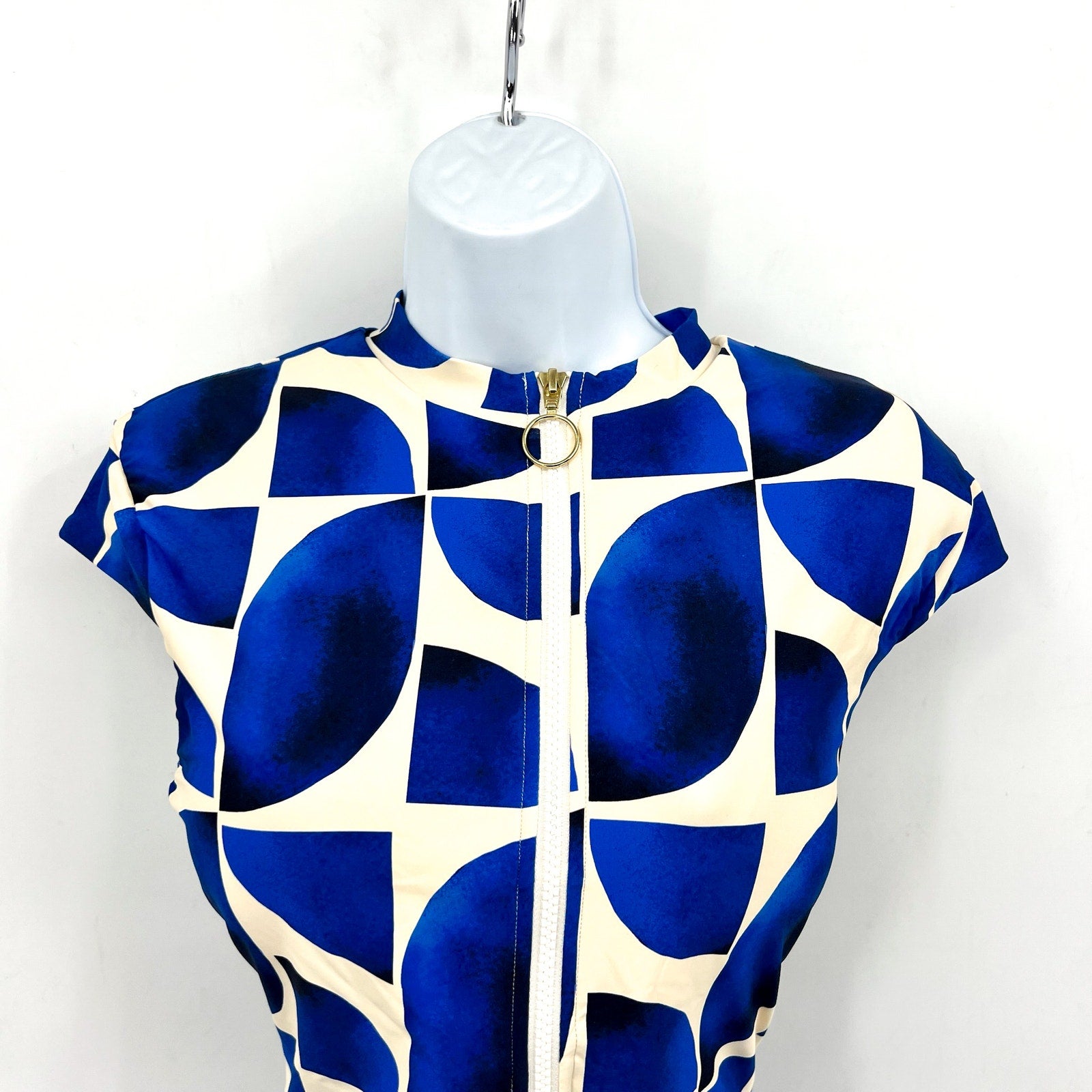 SEAFOLLY Womens Sunray Zip Front One Piece Swimsuit Size 10 Blue Ultramarine NWT