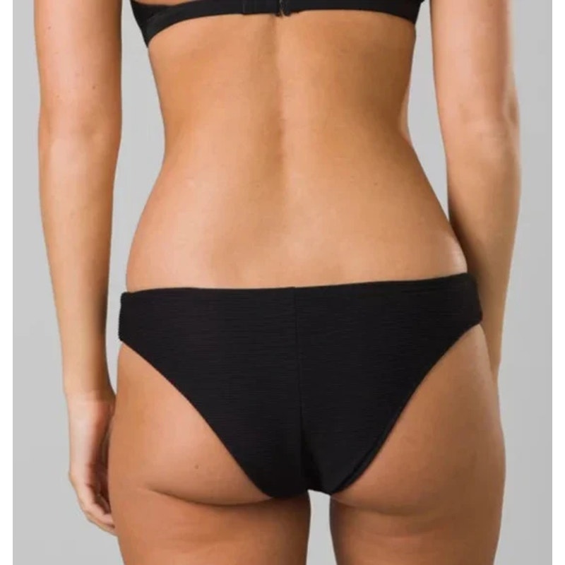 PRANA Women's Gemma Bikini Bottom XL Black Ottoman Ribbed Low Rise NWT
