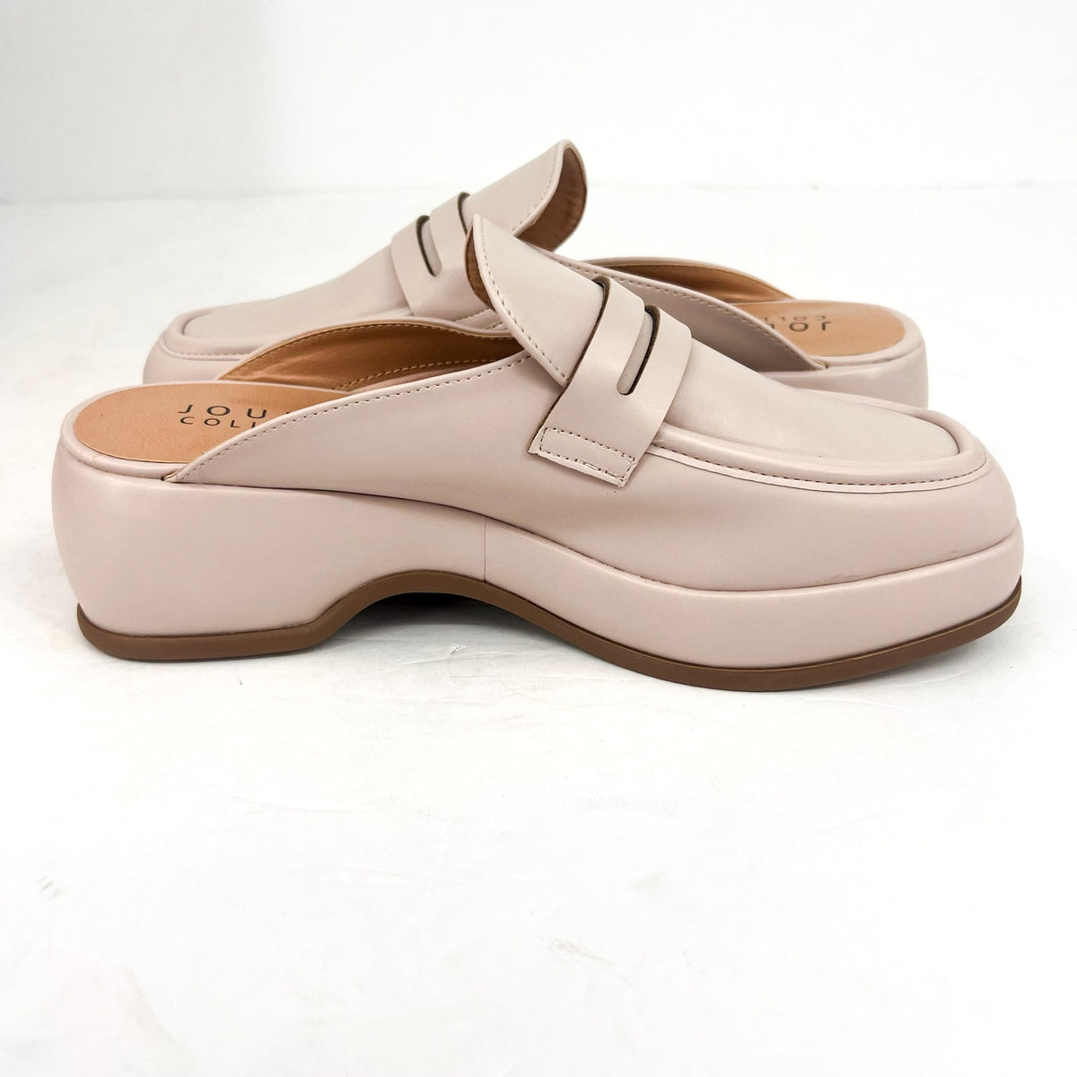 JOURNEE COLLECTION Women's Antonina Platform Loafer Mule Size 6.5 Cream Bone NIB