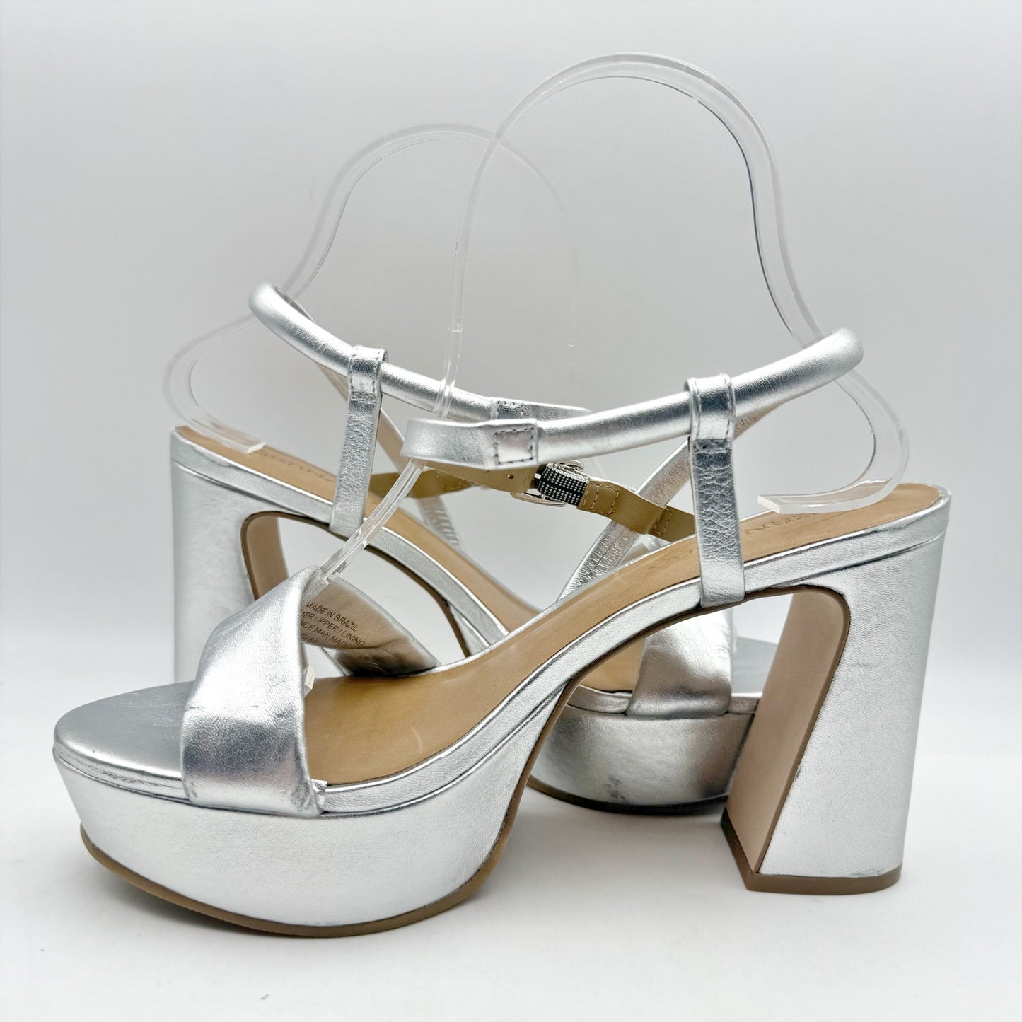 Bernardo Womens Ventura Platform Sandals US 8 M Silver Metallic Leather NWOB