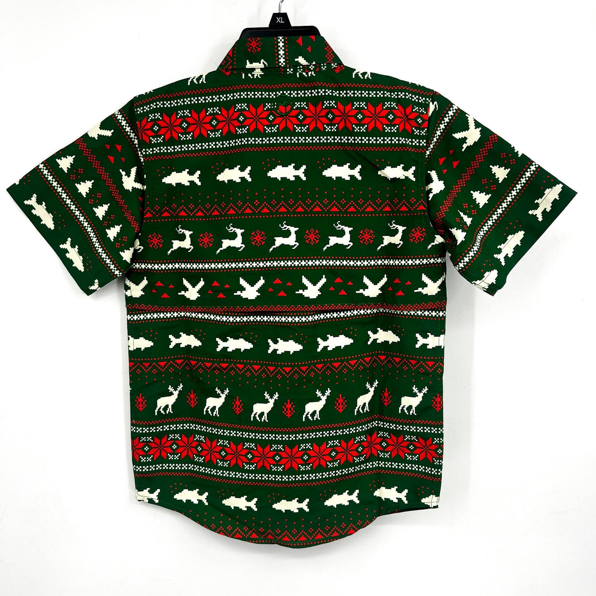 Magellan Boys Laguna Madre Holiday Fair Isle Fishing Shirt Small Green Red NWOT